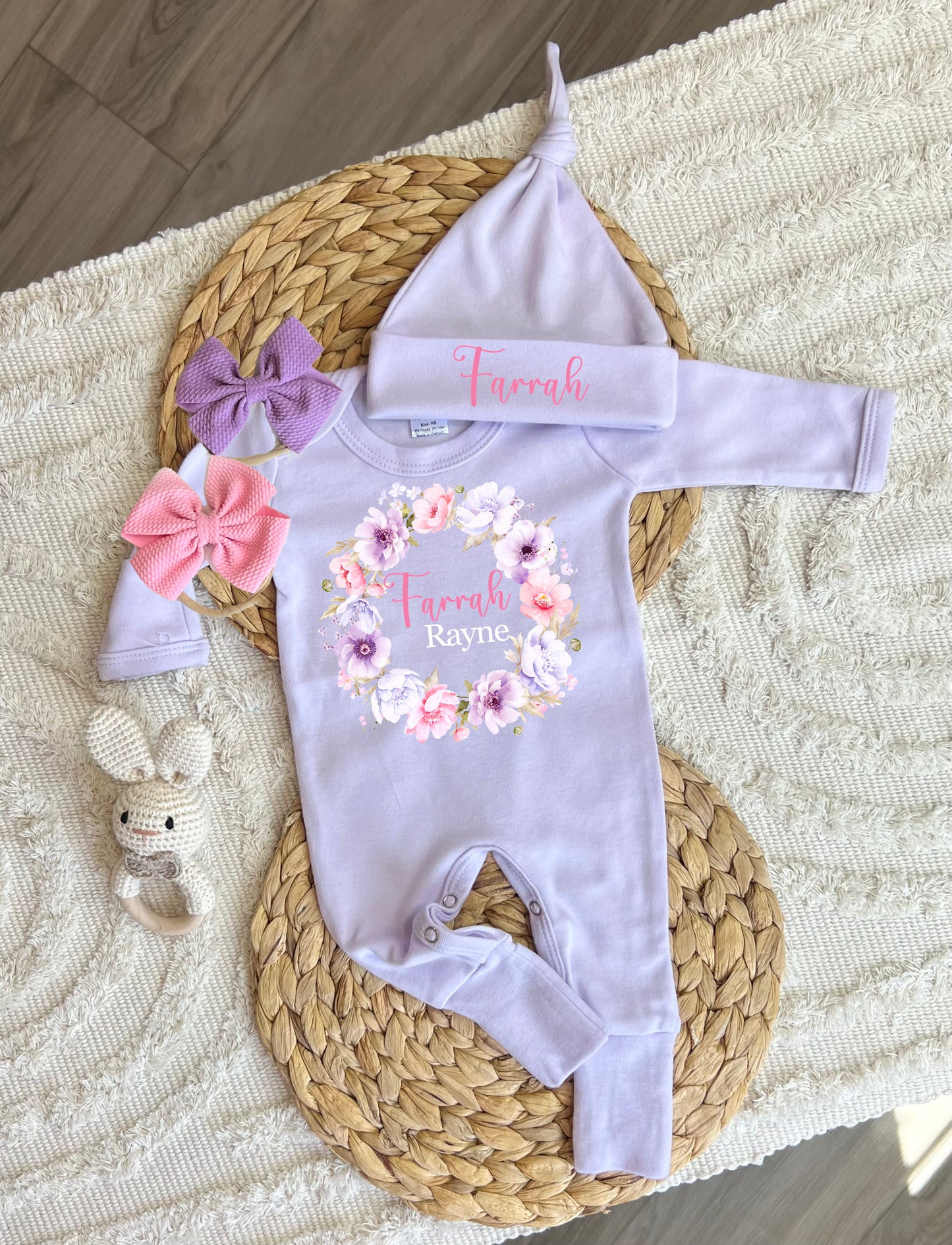 Baby Girl Personalized Romper Outfit - Farrah Rayne