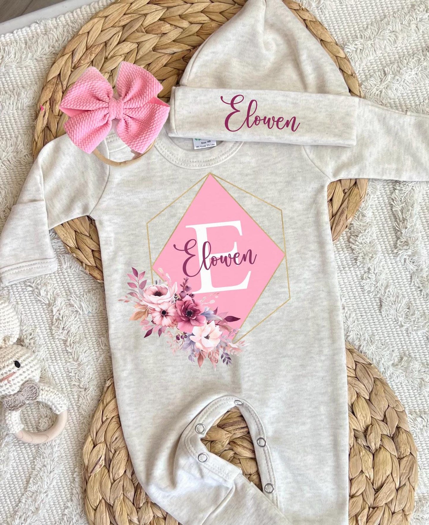 Baby Girl Personalized Romper Outfit - Elowen
