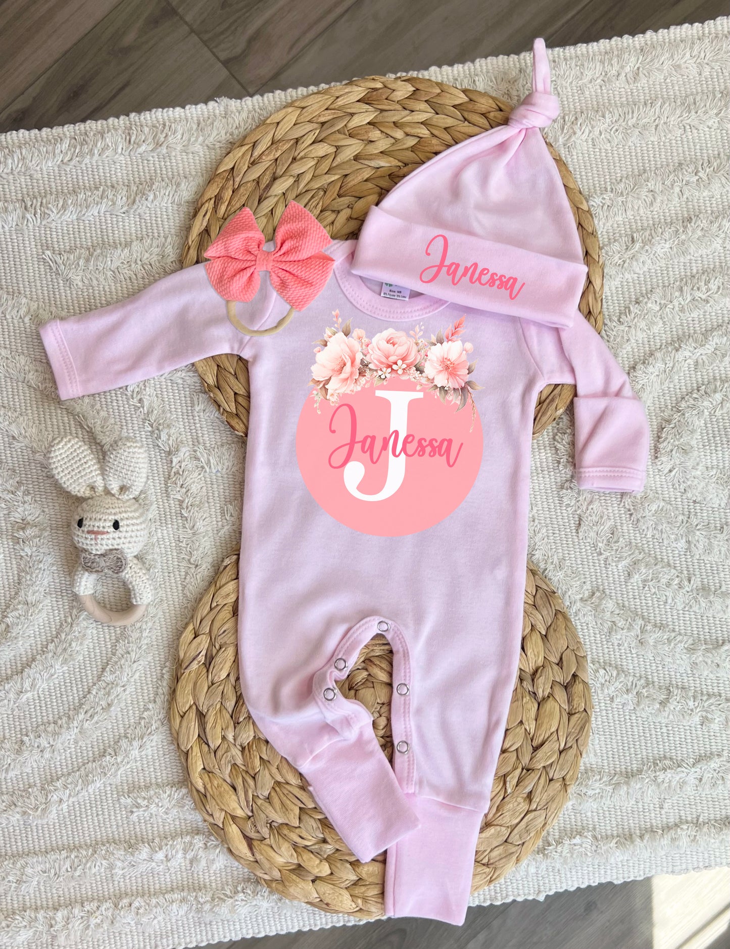 Baby Girl Personalized Romper Outfit - Janessa