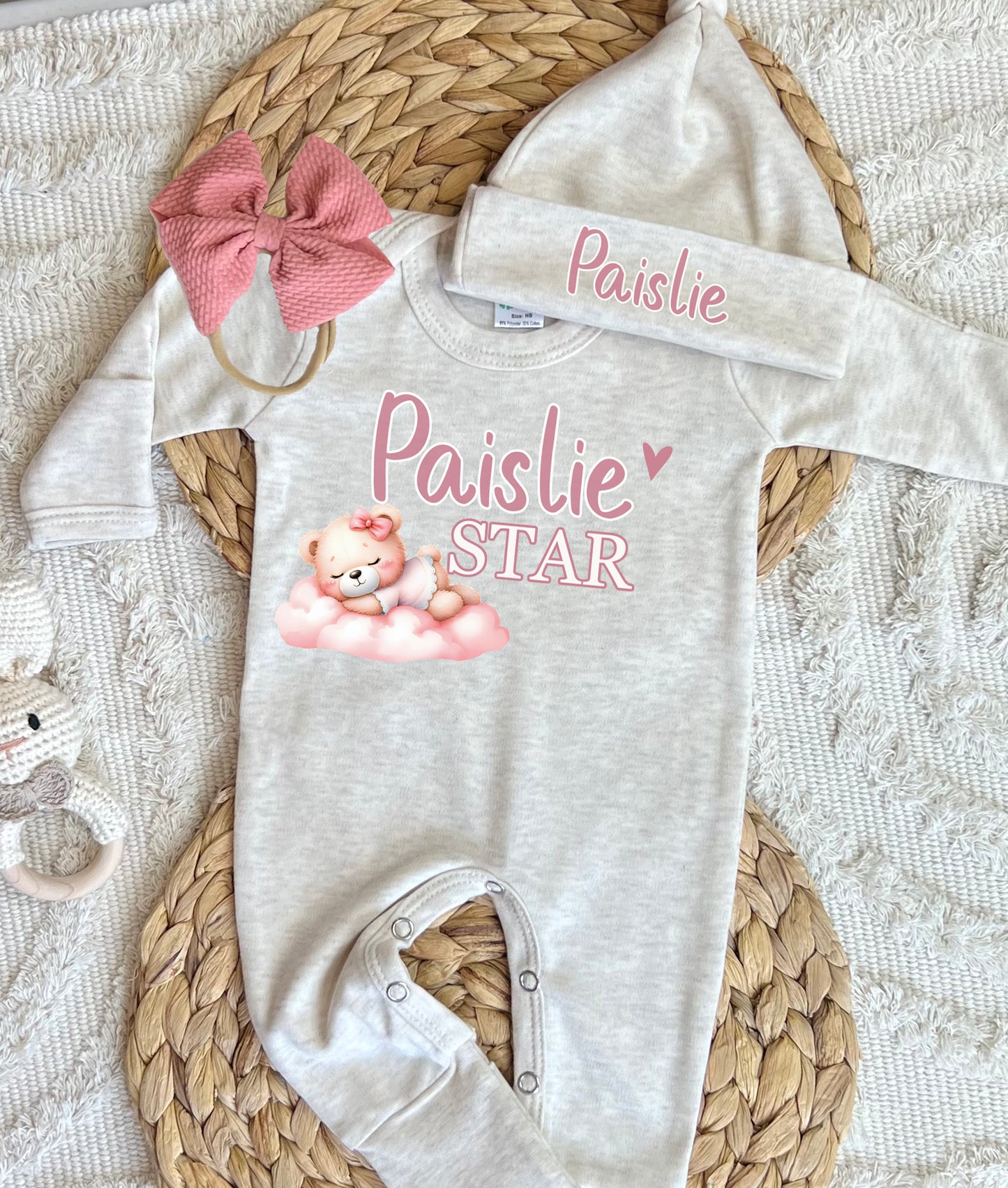 Baby Girl Personalized Romper Outfit - Paislie Star
