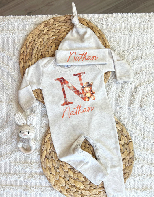 Baby Boy Personalized Romper Outfit - Nathan