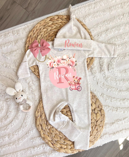 Baby Girl Personalized Romper Outfit - Rowen