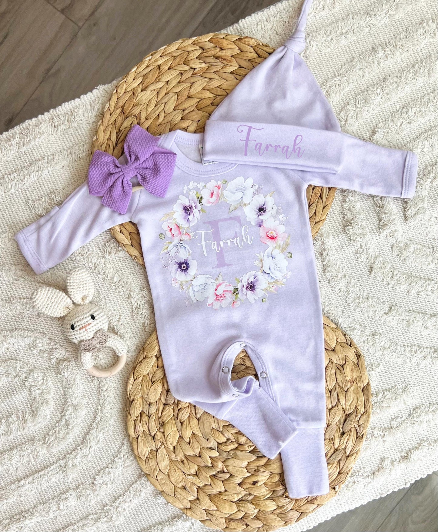 Baby Girl Personalized Romper Outfit - Farrah