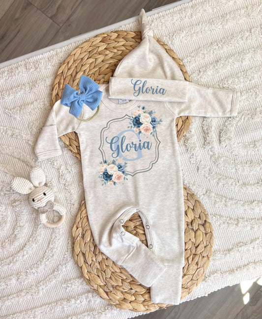 Baby Girl Personalized Romper Outfit - Gloria