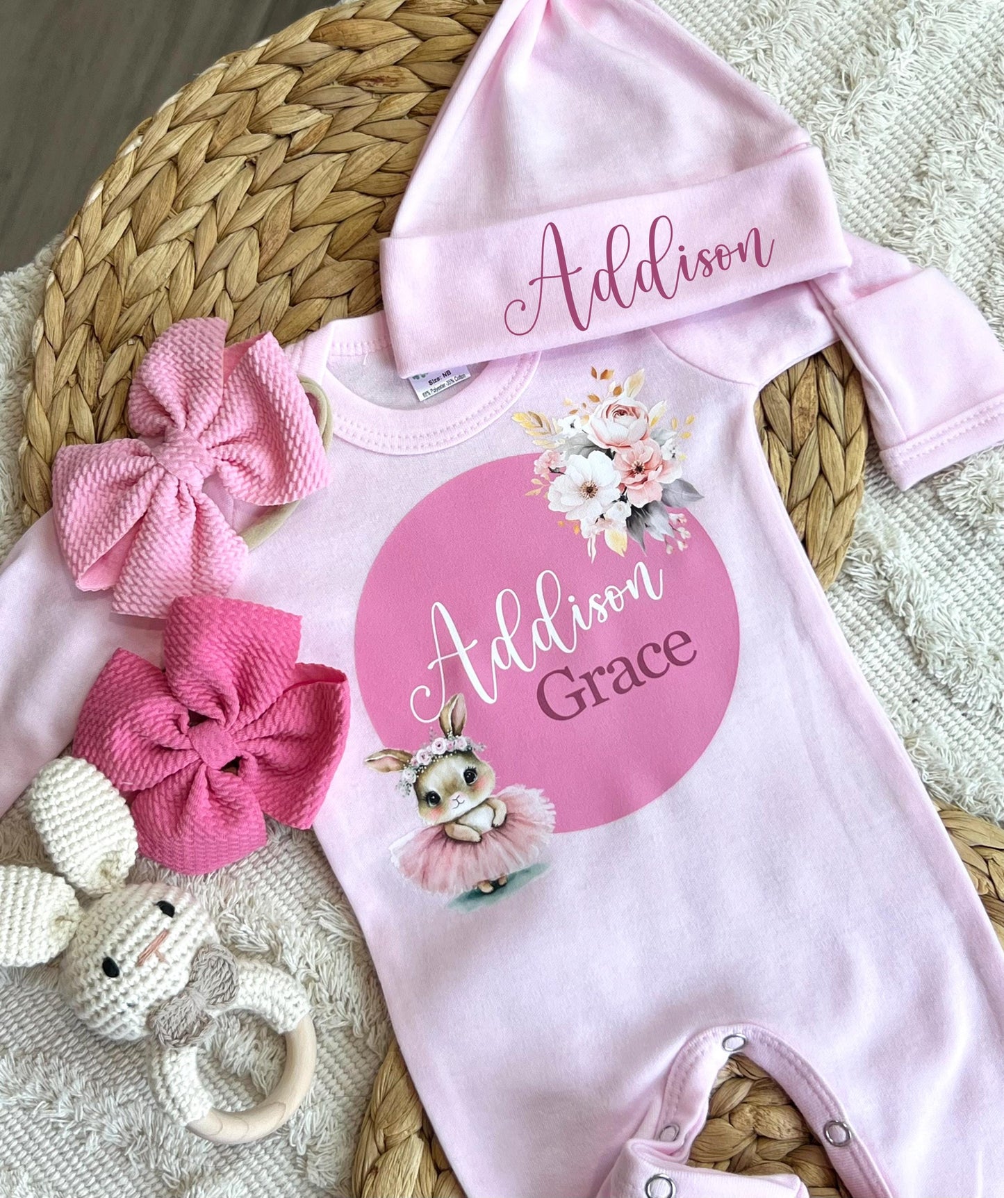 Baby Girl Personalized Romper Outfit - Addison Grace