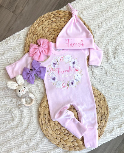 Baby Girl Personalized Romper Outfit - Farrah Rayne