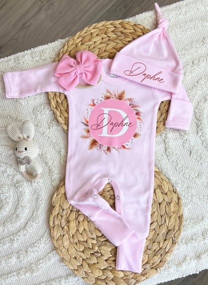 Baby Girl Personalized Romper Outfit - Daphne