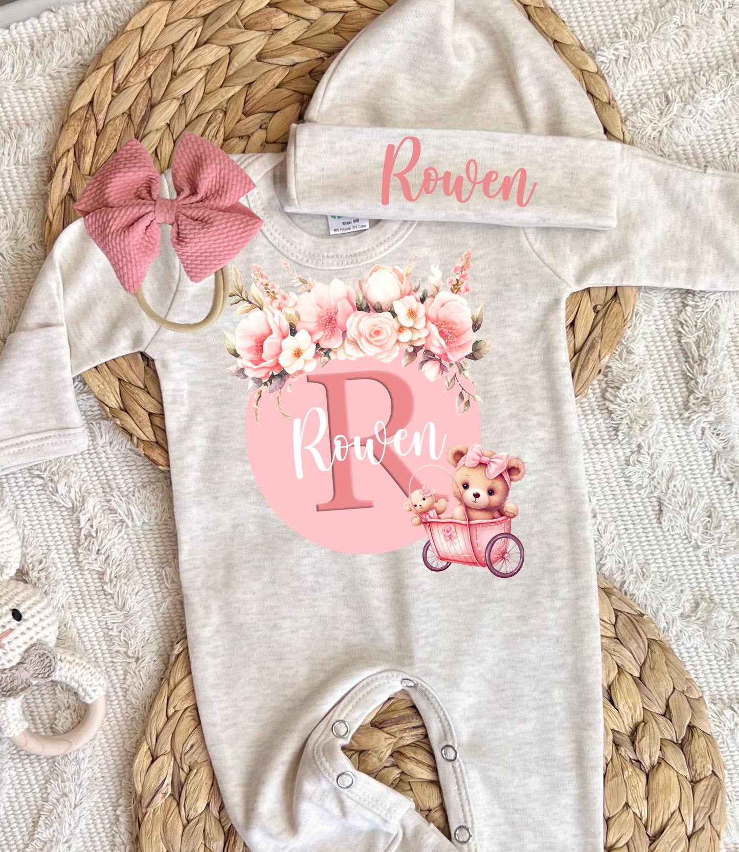 Baby Girl Personalized Romper Outfit - Rowen