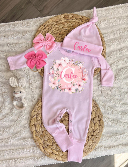 Baby Girl Personalized Romper Outfit - Carlee