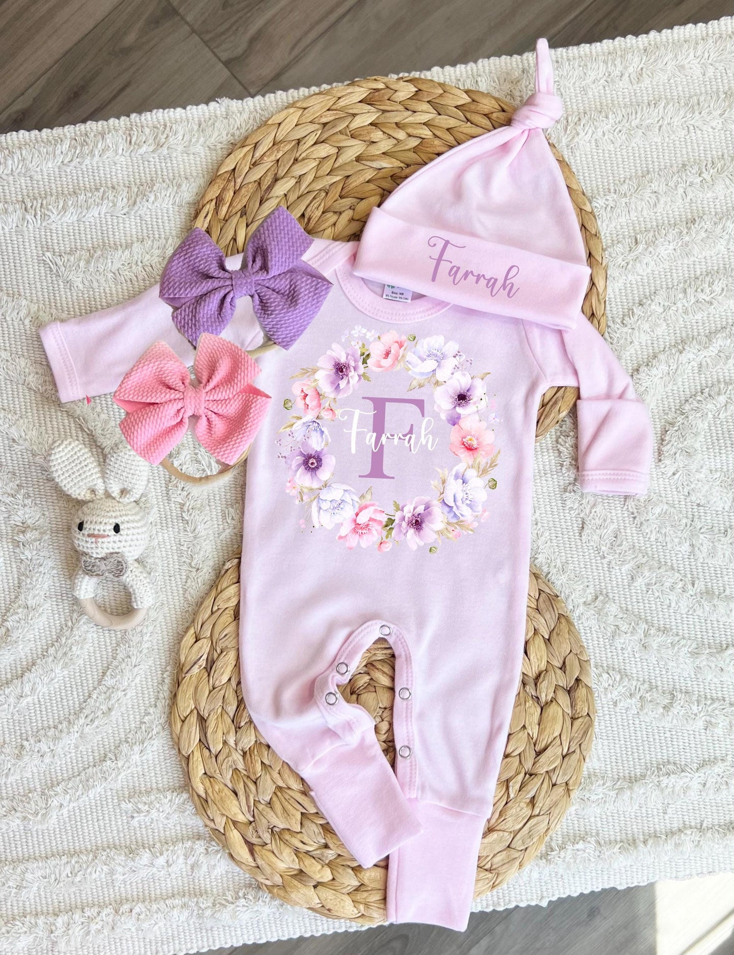 Baby Girl Personalized Romper Outfit - Farrah