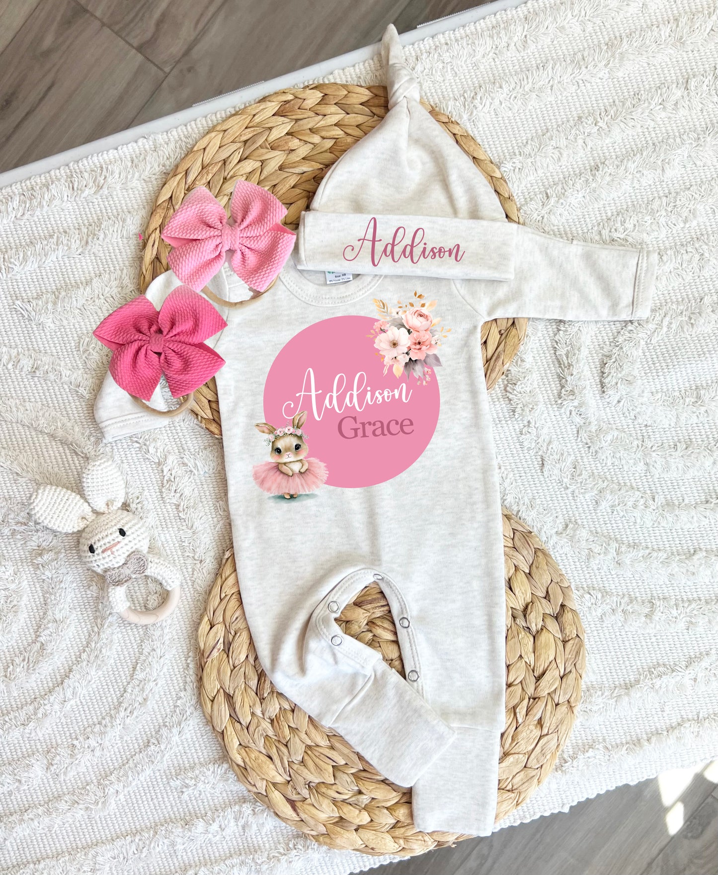 Baby Girl Personalized Romper Outfit - Addison Grace