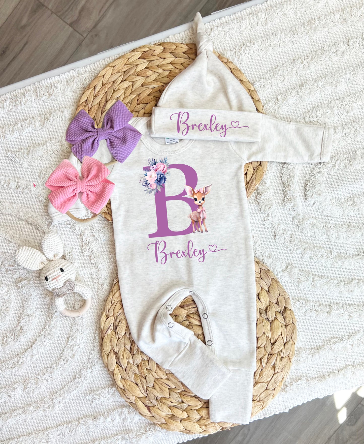 Baby Girl Personalized Romper Outfit - Brexley