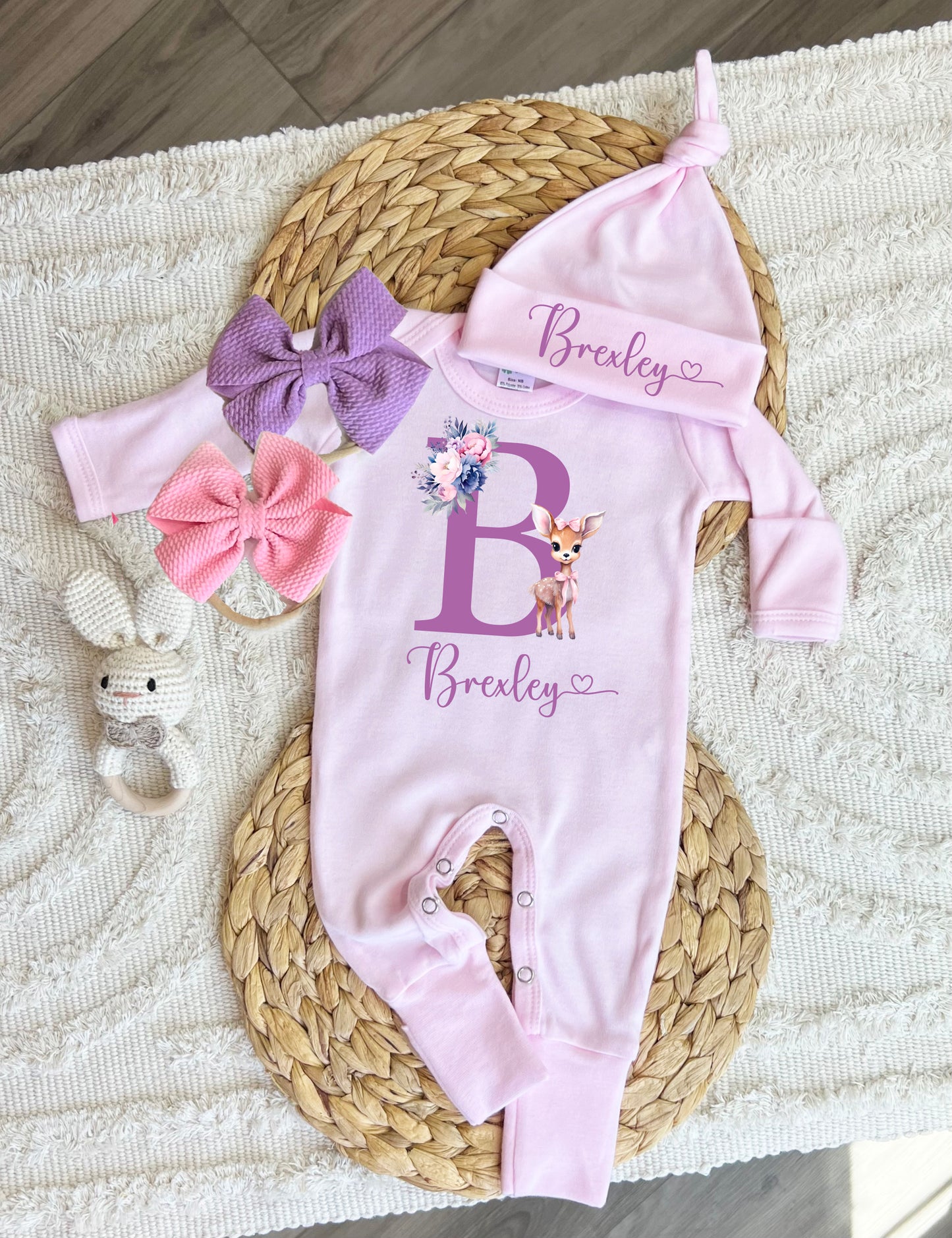 Baby Girl Personalized Romper Outfit - Brexley