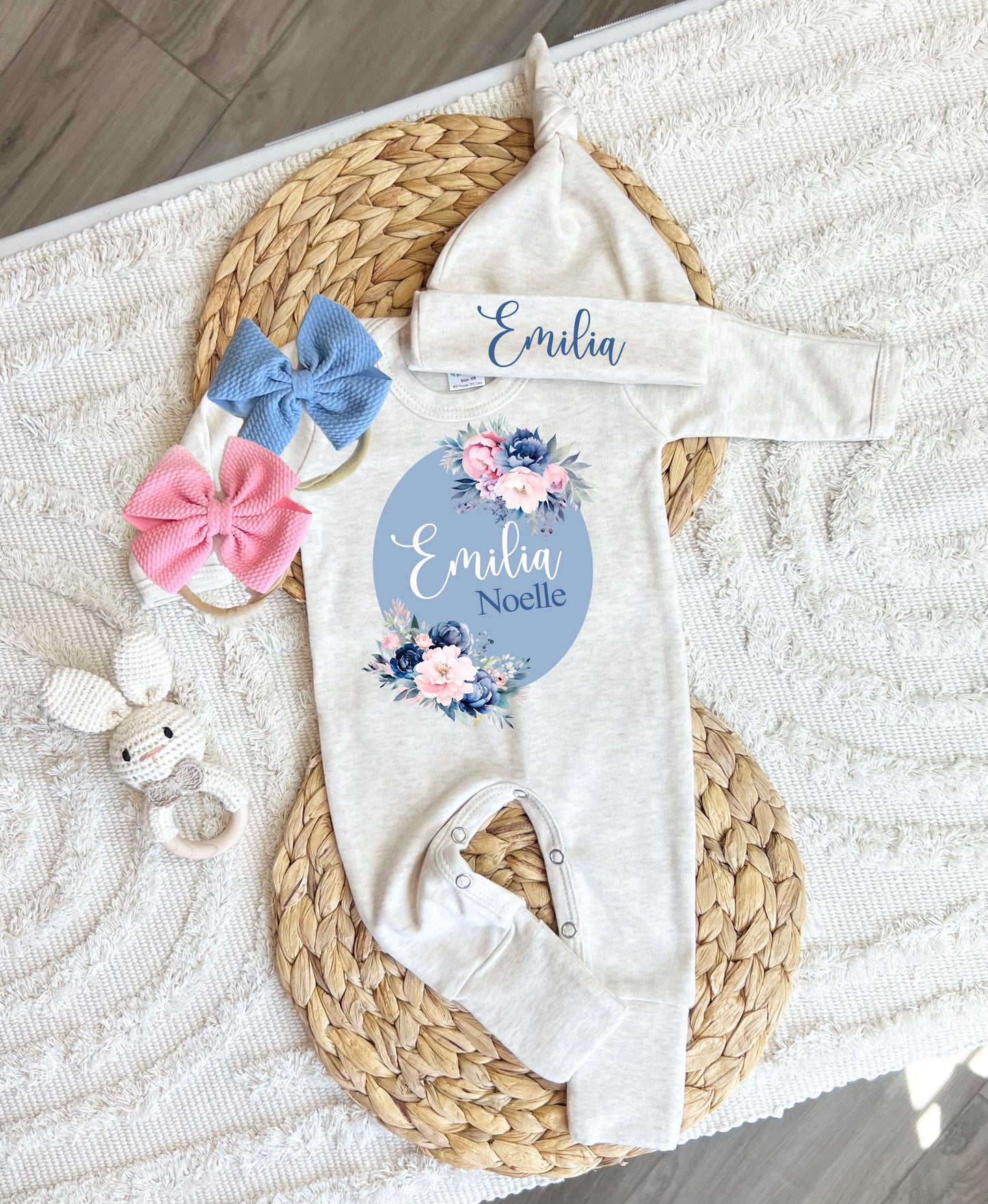 Baby Girl Personalized Romper Outfit - Emilia Noelle