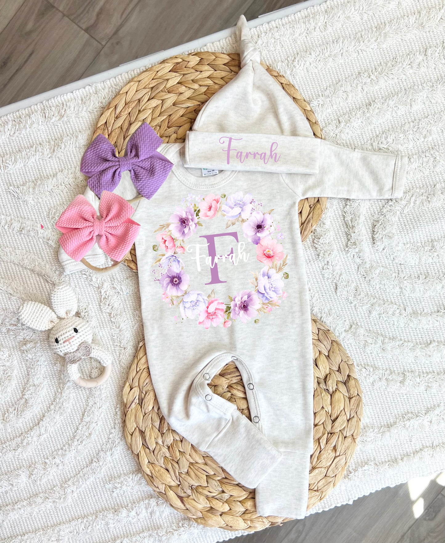 Baby Girl Personalized Romper Outfit - Farrah