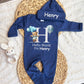 Boy Personalized Romper - Hello World - Blue