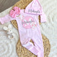 Baby Girl Personalized Romper Outfit - Mikayla Pink