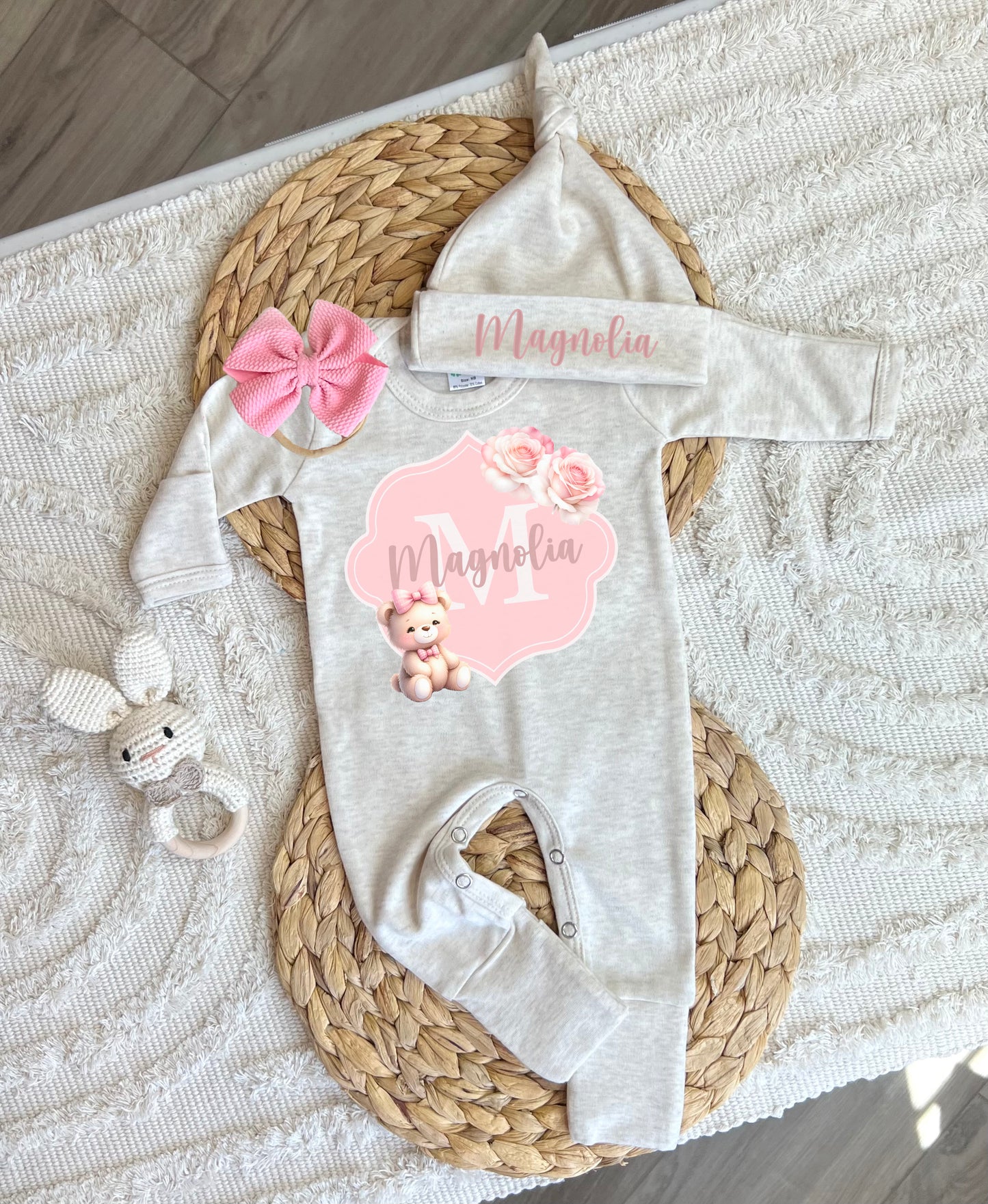 Baby Girl Personalized Romper Outfit - Magnolia