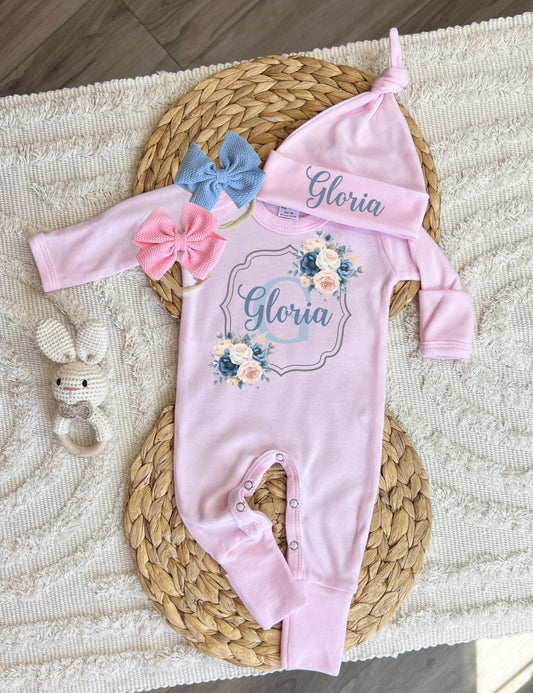 Baby Girl Personalized Romper Outfit - Gloria