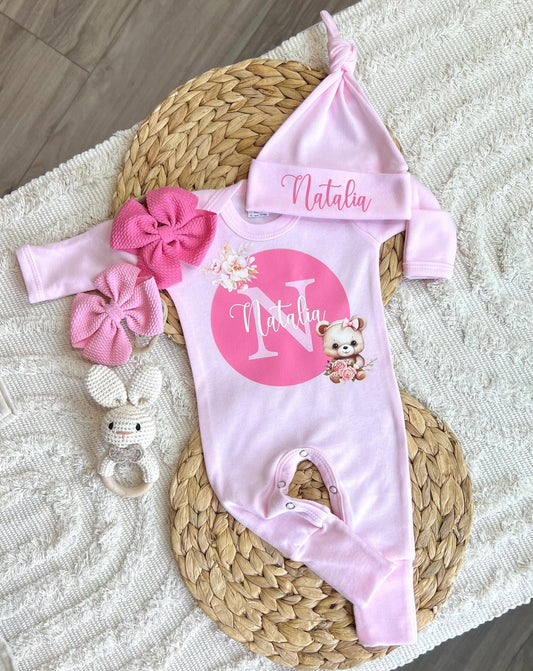 Baby Girl Personalized Romper Outfit - Natalia