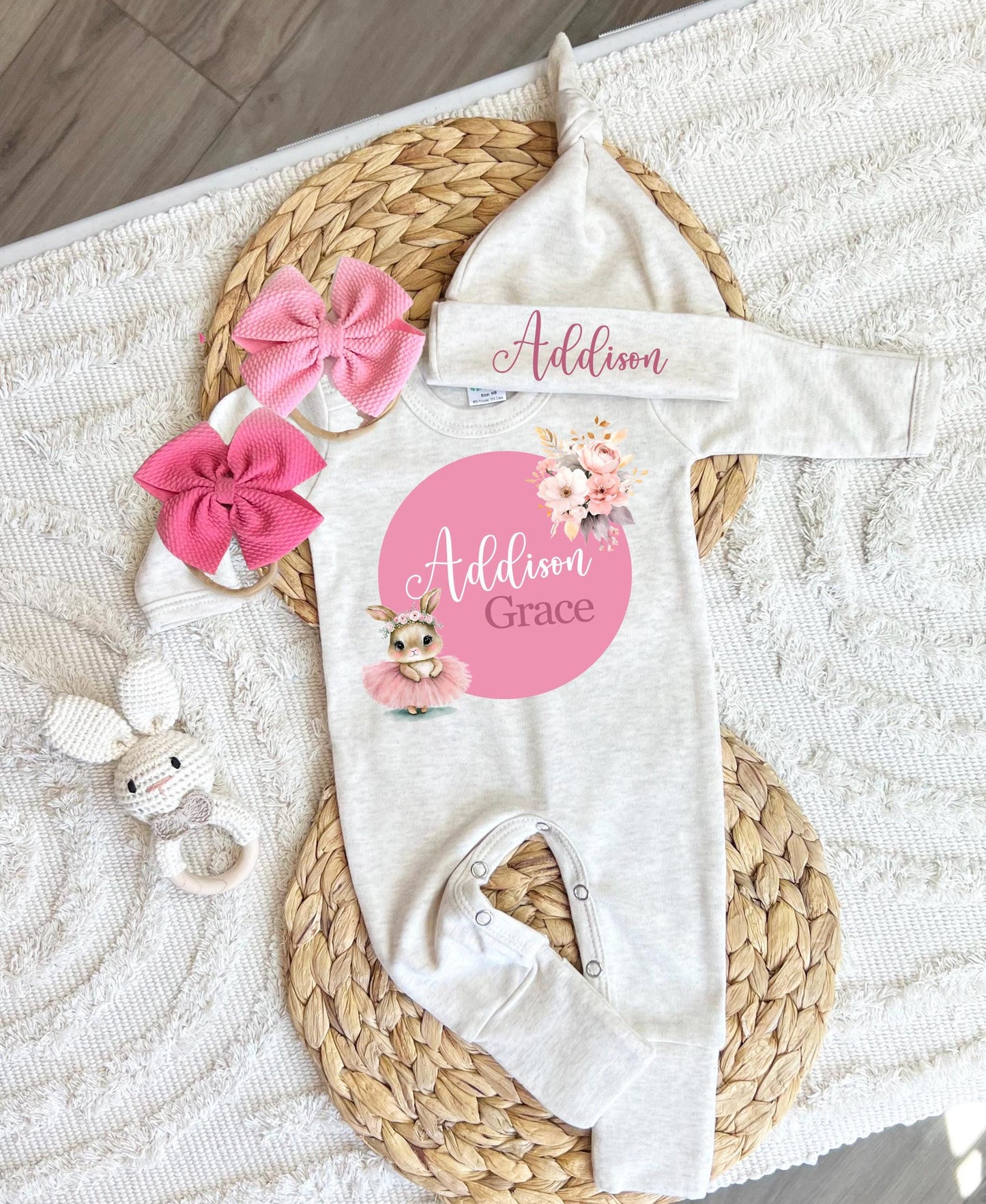 Baby Girl Personalized Romper Outfit - Addison Grace