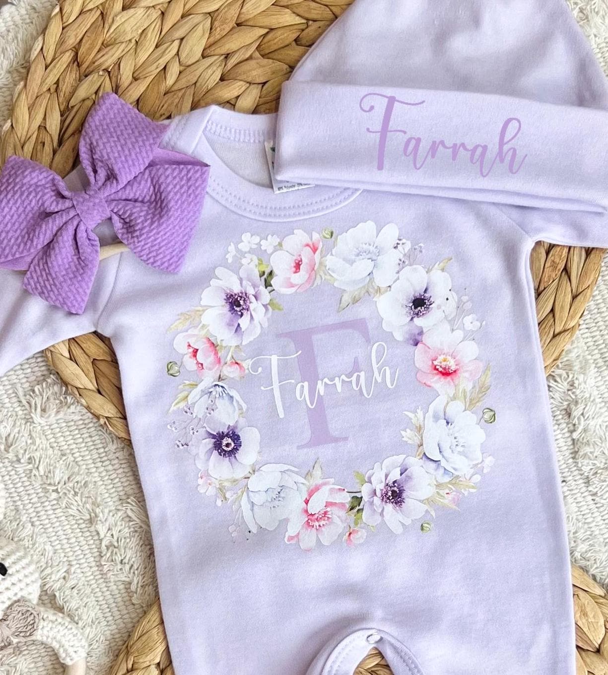 Baby Girl Personalized Romper Outfit - Farrah