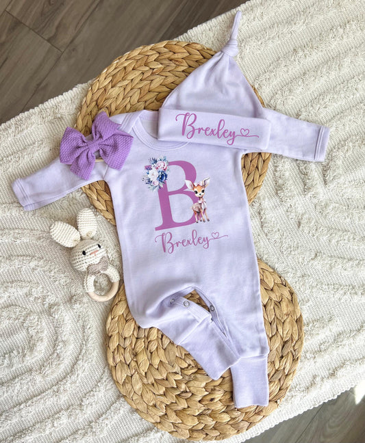 Baby Girl Personalized Romper Outfit - Brexley