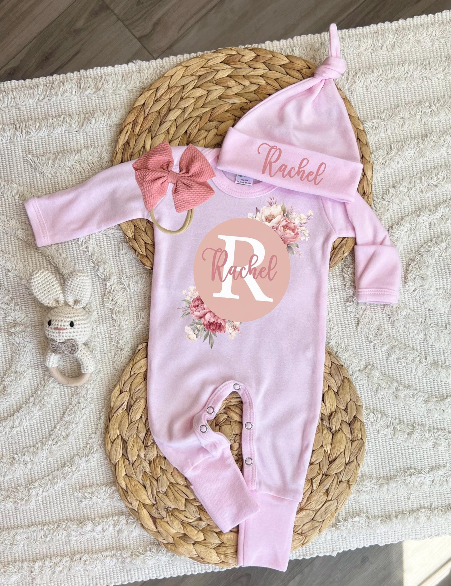 Baby Girl Personalized Romper Outfit - Rachel