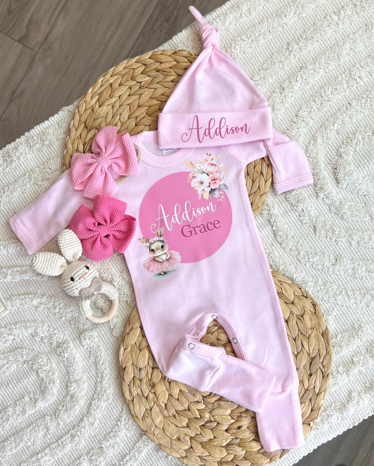 Baby Girl Personalized Romper Outfit - Addison Grace