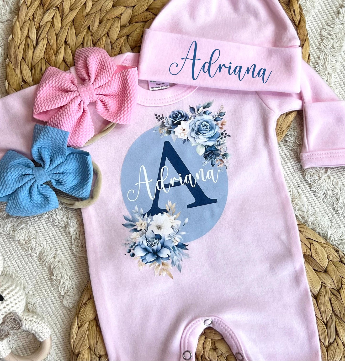 Baby Girl Personalized Romper Outfit - Adriana