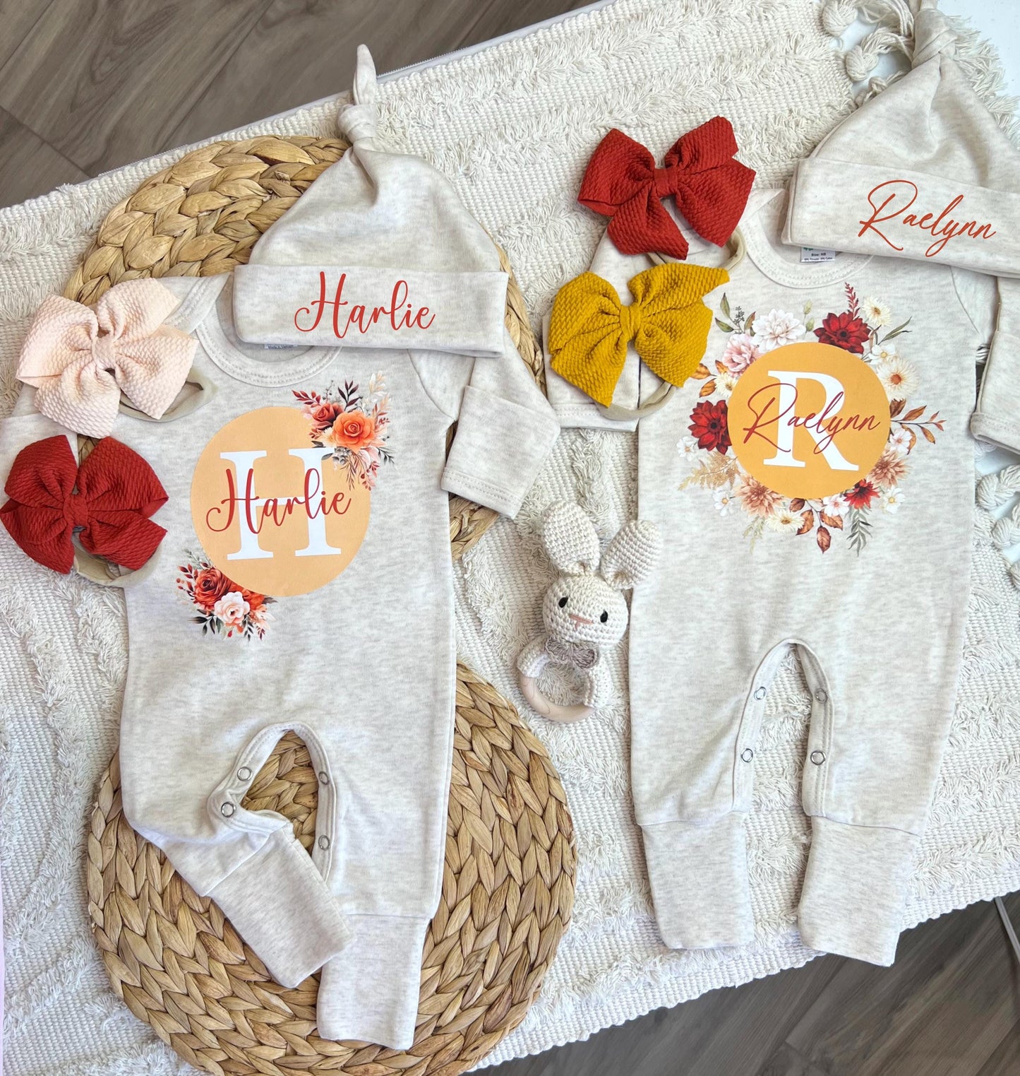 Baby Girl Personalized Romper Outfit - Raelynn