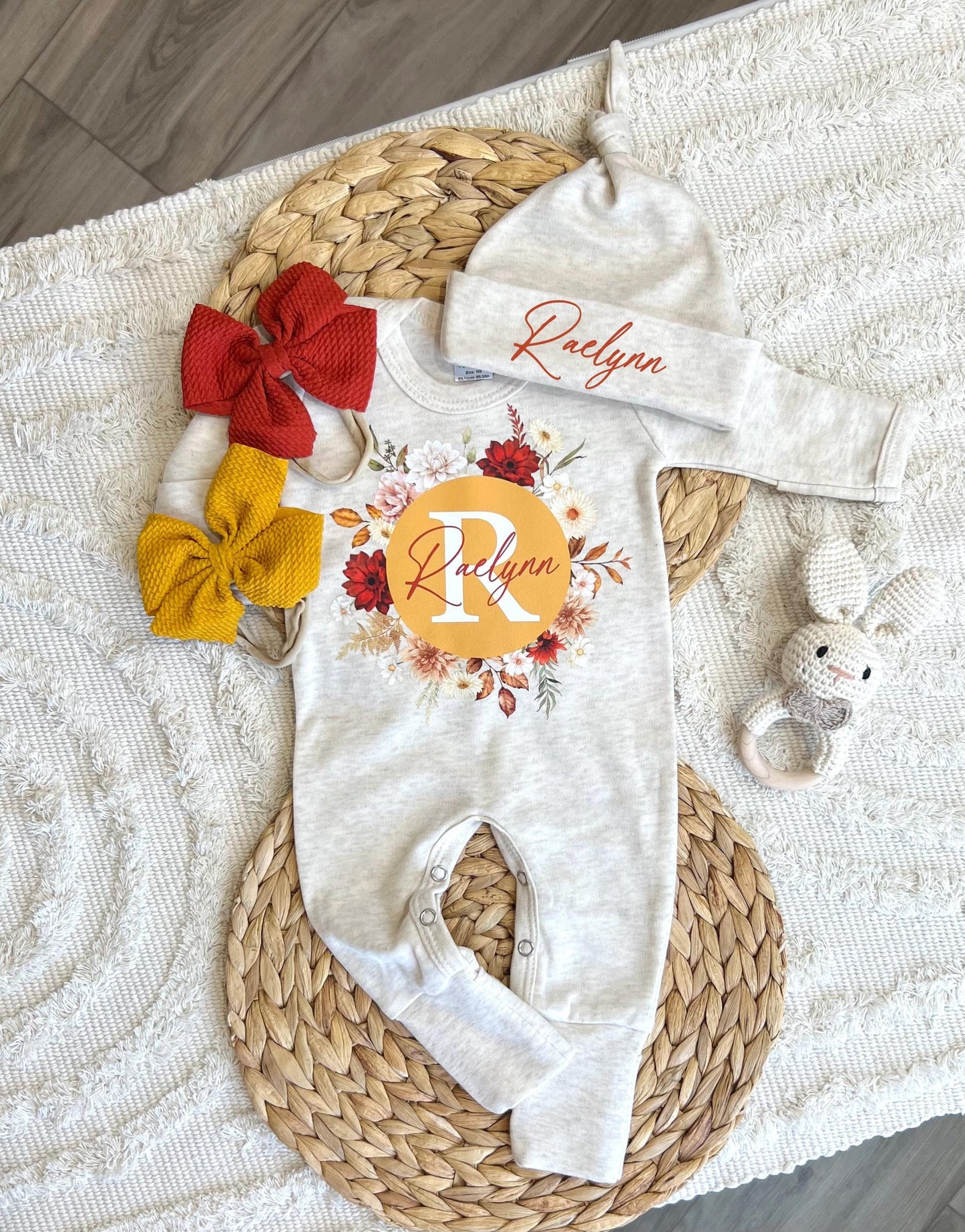 Baby Girl Personalized Romper Outfit - Raelynn