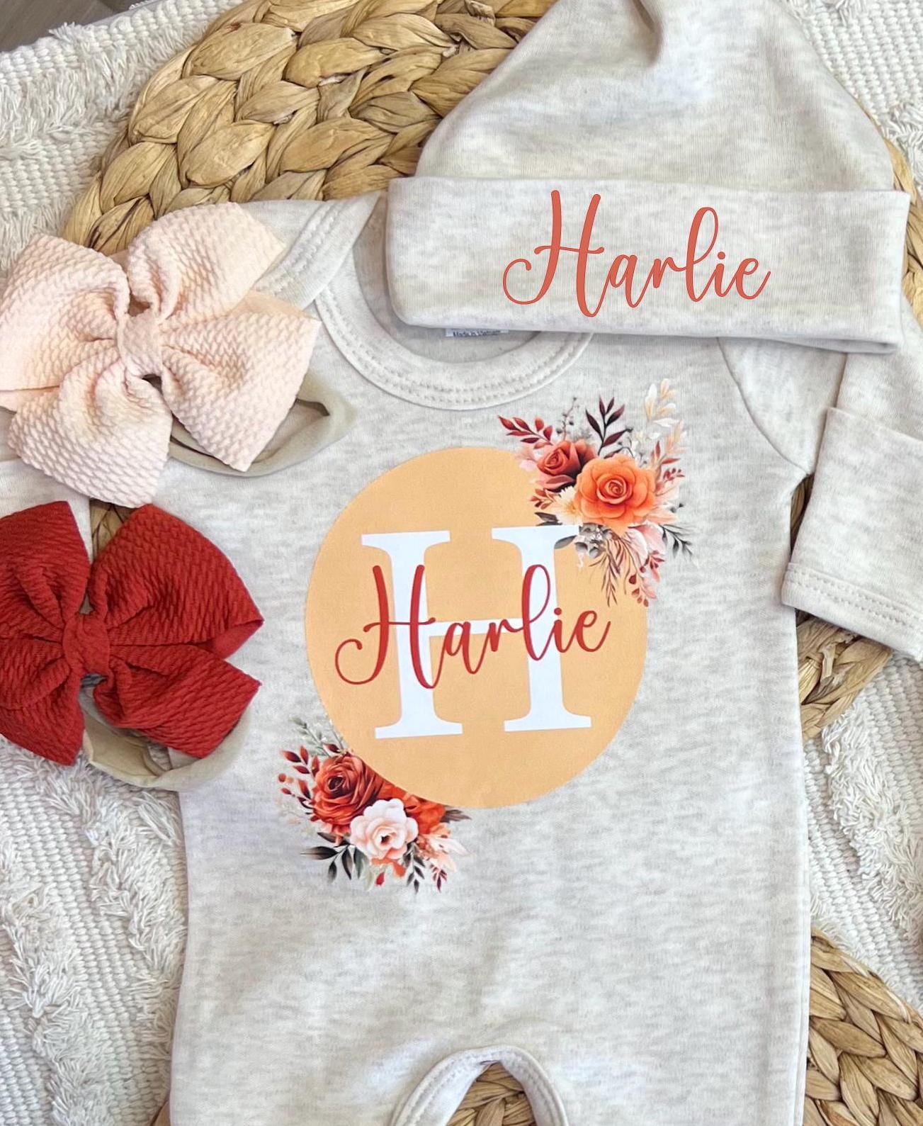 Baby Girl Personalized Romper Outfit - Harlie