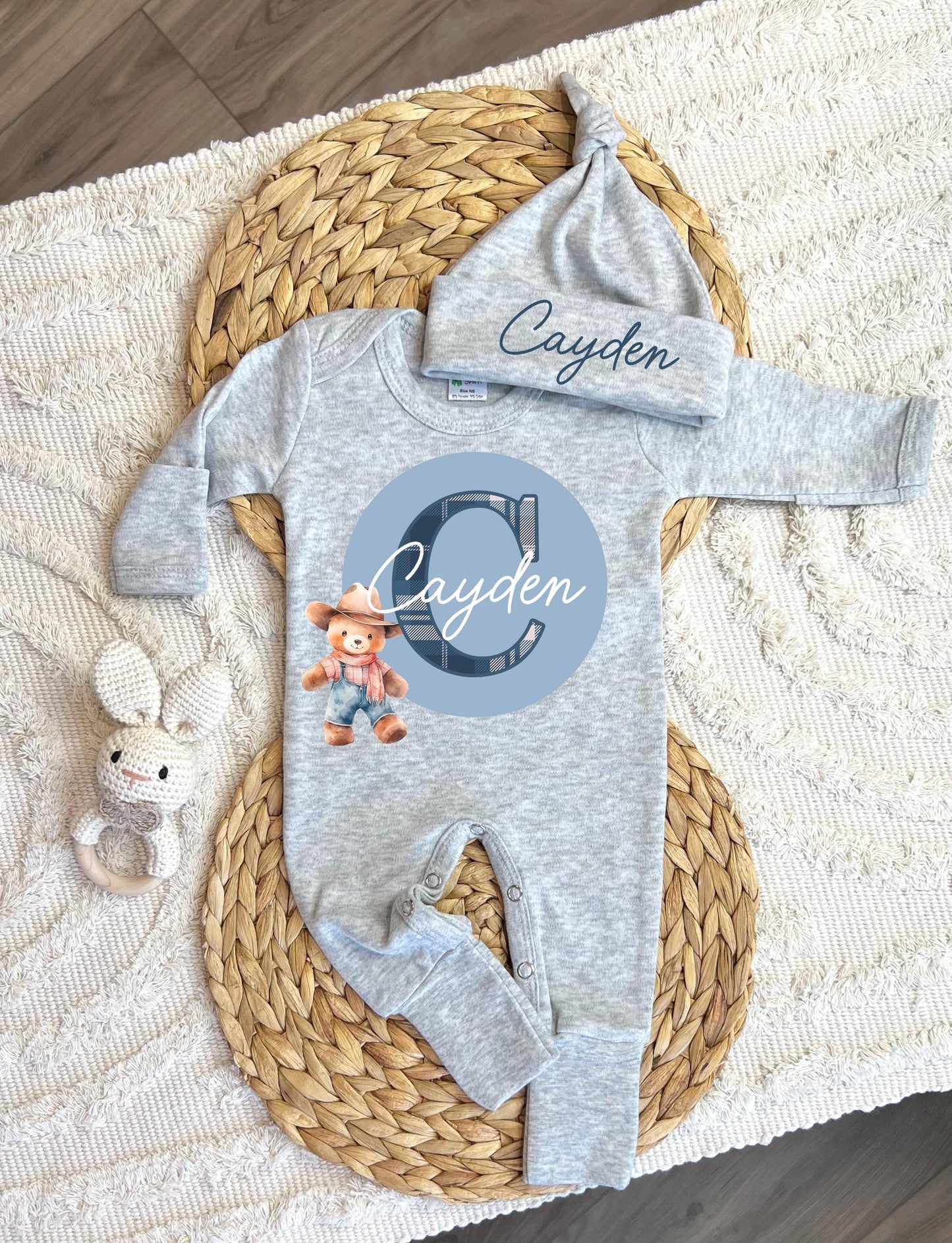 Baby Boy Personalized Romper Outfit - Cayden