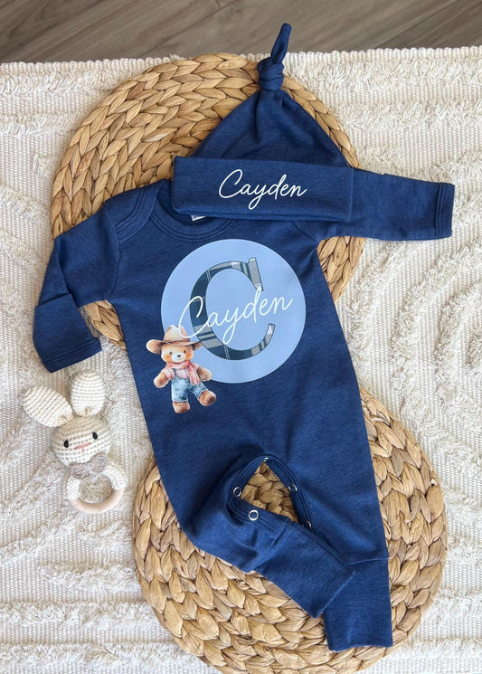 Baby Boy Personalized Romper Outfit - Cayden