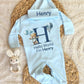 Personalized Baby Boy Romper - Hello World I'm Henry