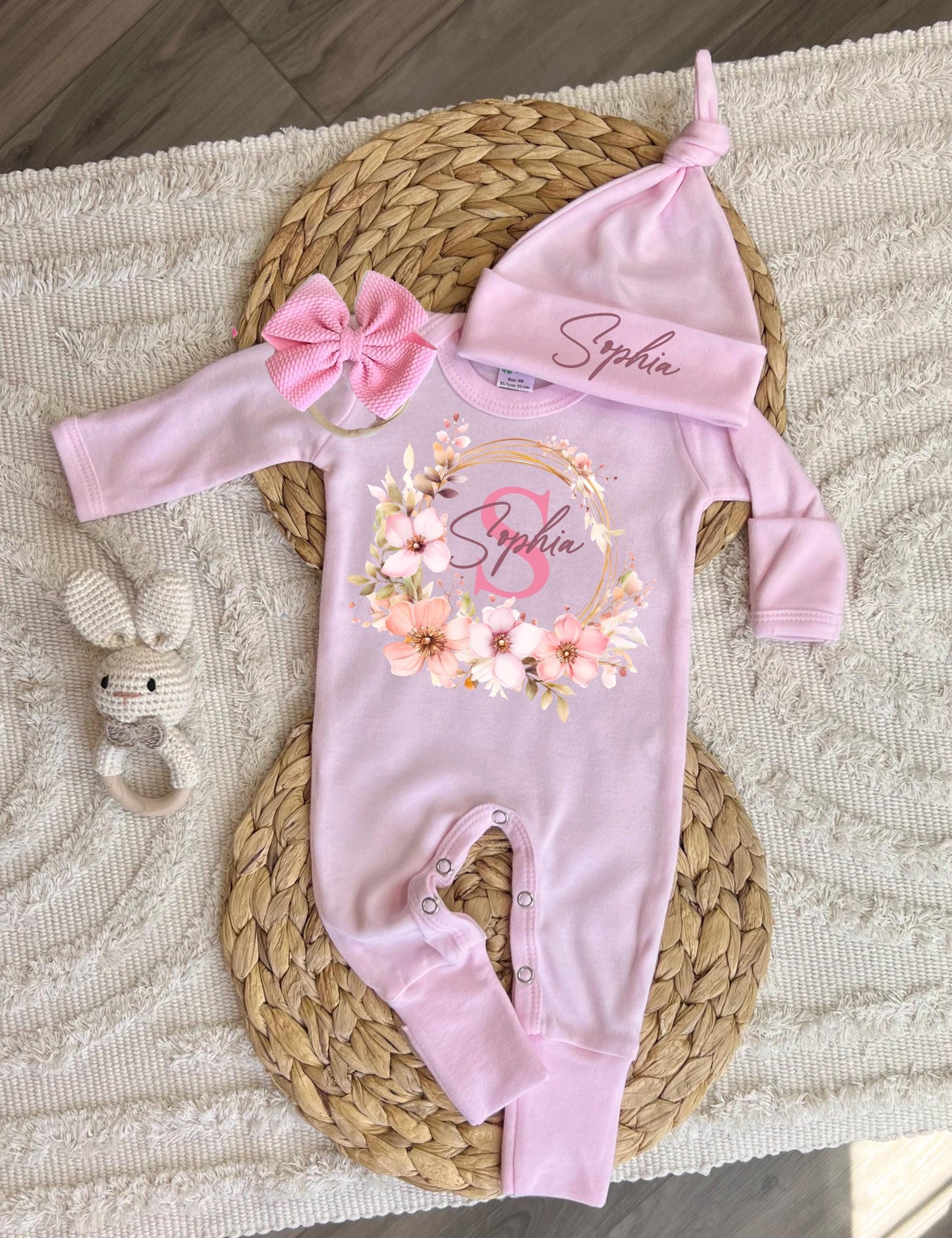 Baby Girl Personalized Romper Outfit - Sophia