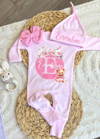 Baby Girl Personalized Romper Outfit - Emmaline