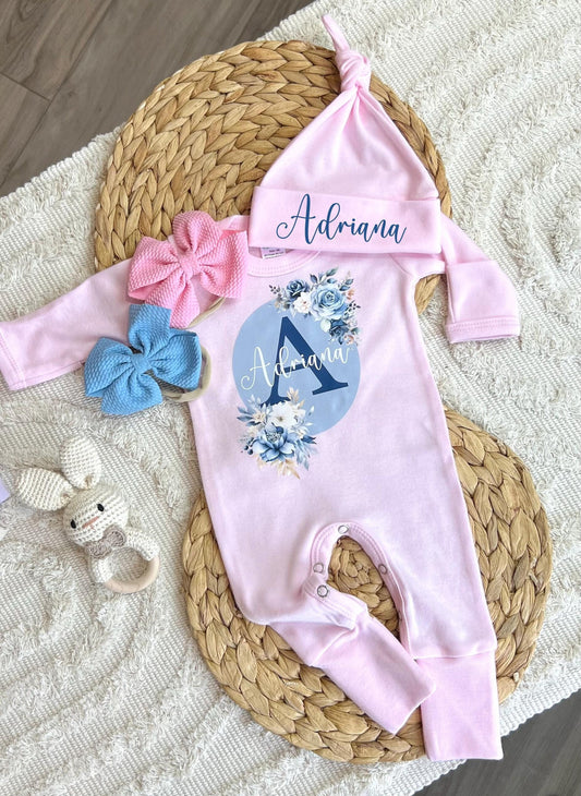 Baby Girl Personalized Romper Outfit - Adriana