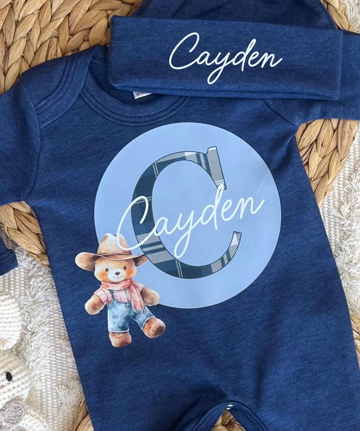 Baby Boy Personalized Romper Outfit - Cayden