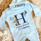 Boy Personalized Romper - Hello World - Blue