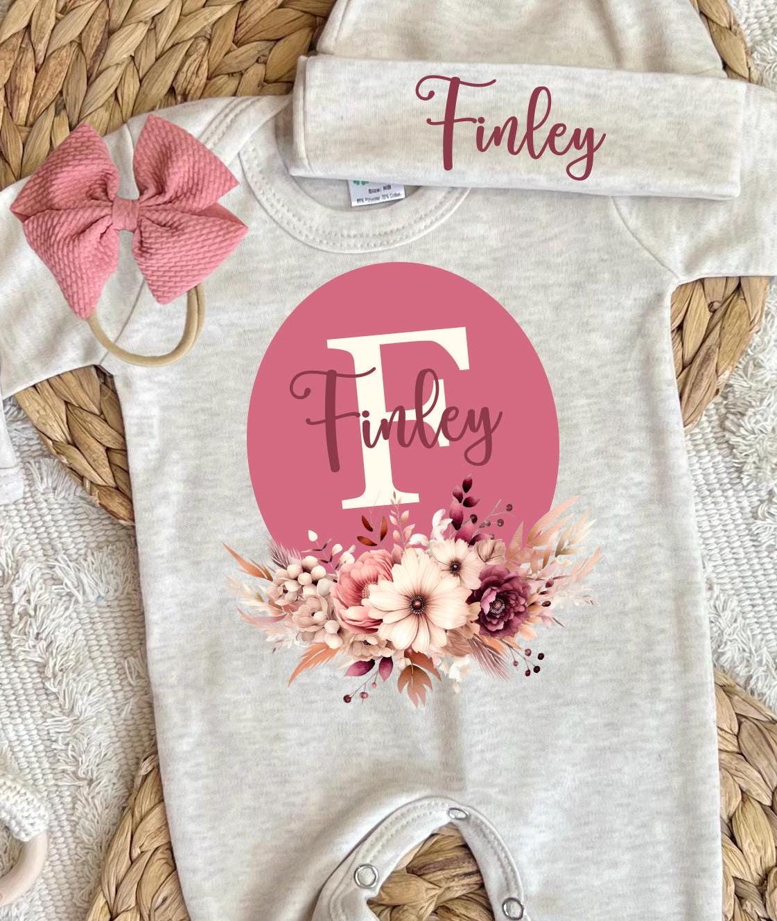 Baby Girl Personalized Romper Outfit - F Finley