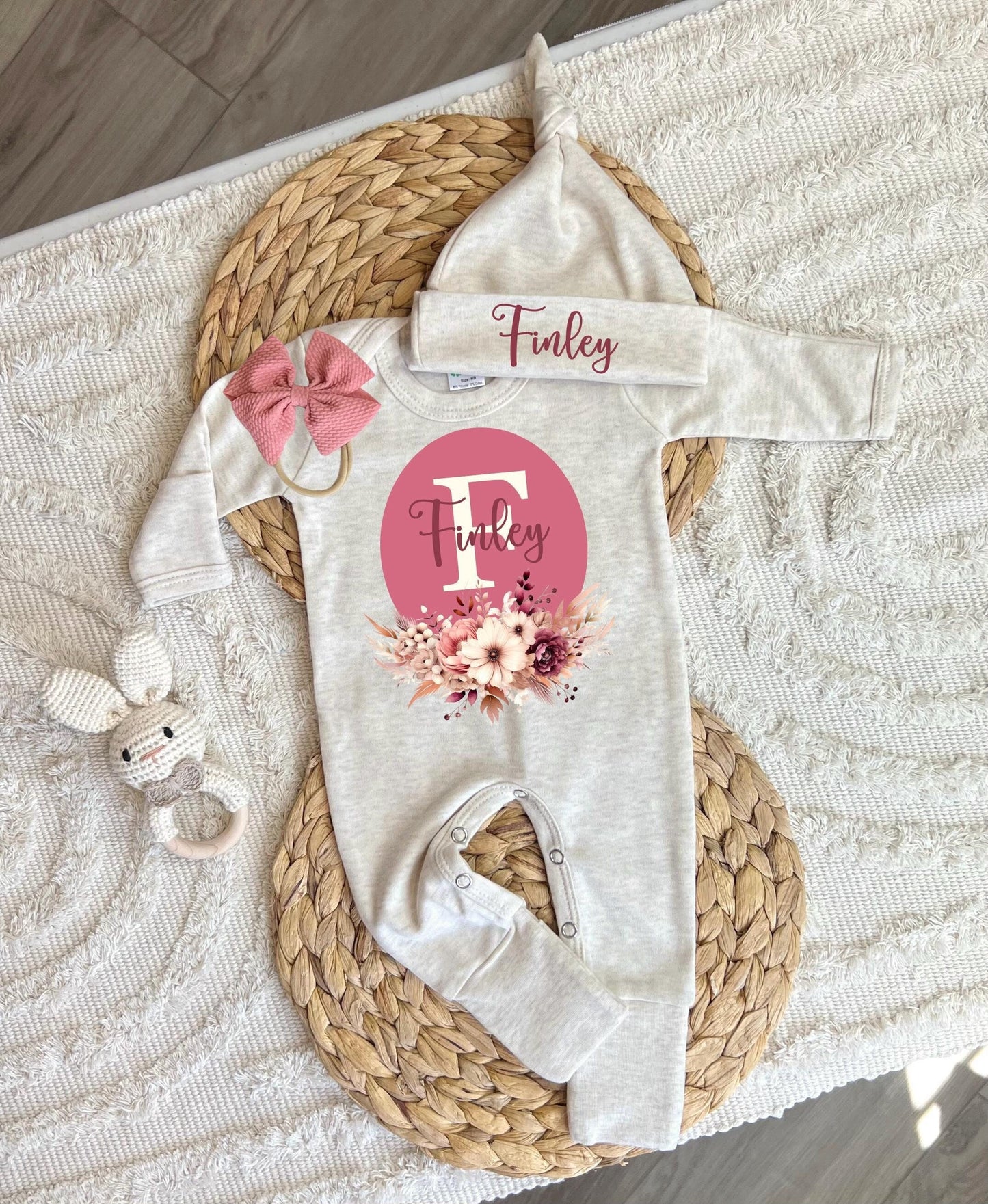 Baby Girl Personalized Romper Outfit - Finley