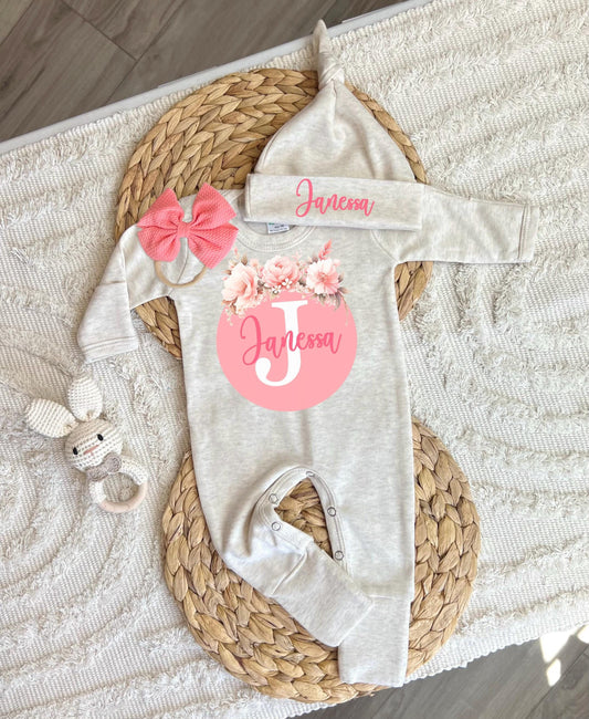 Baby Girl Personalized Romper Outfit - Janessa