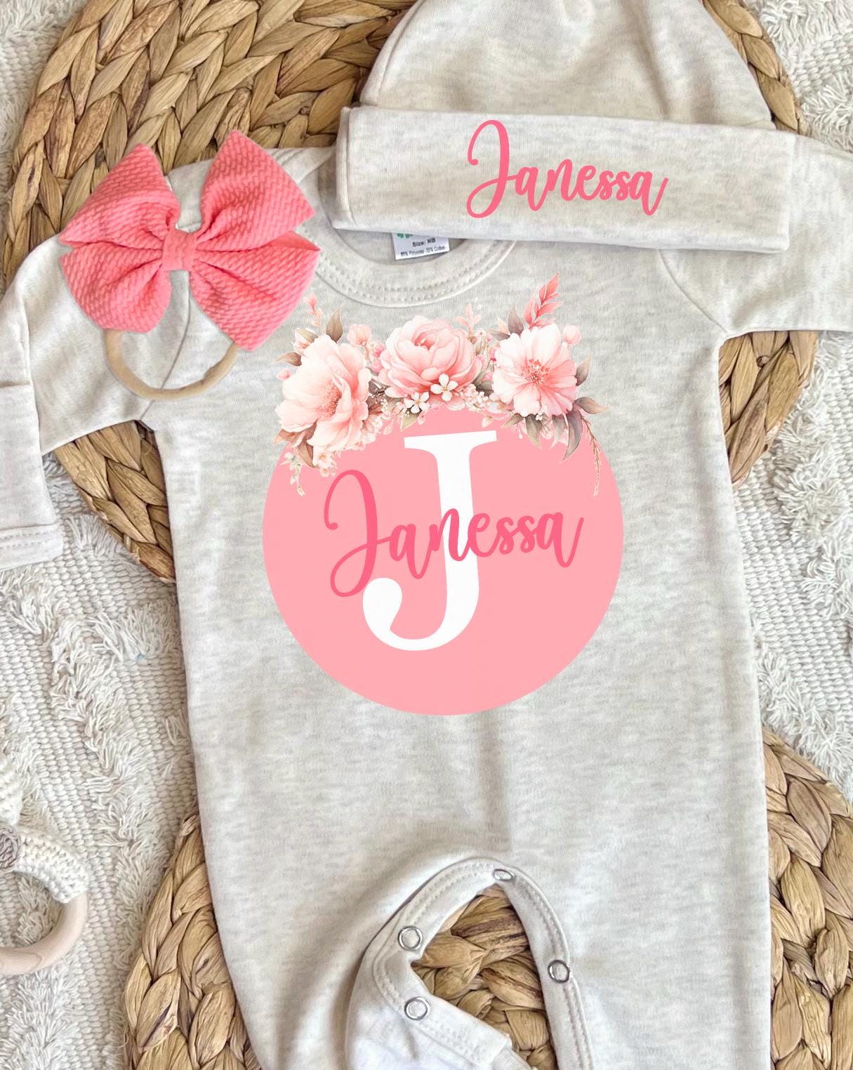 Baby Girl Personalized Romper Outfit - Janessa