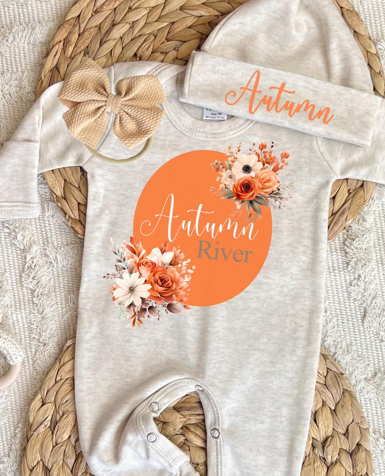 Baby Girl Personalized Romper Outfit - Autumn River