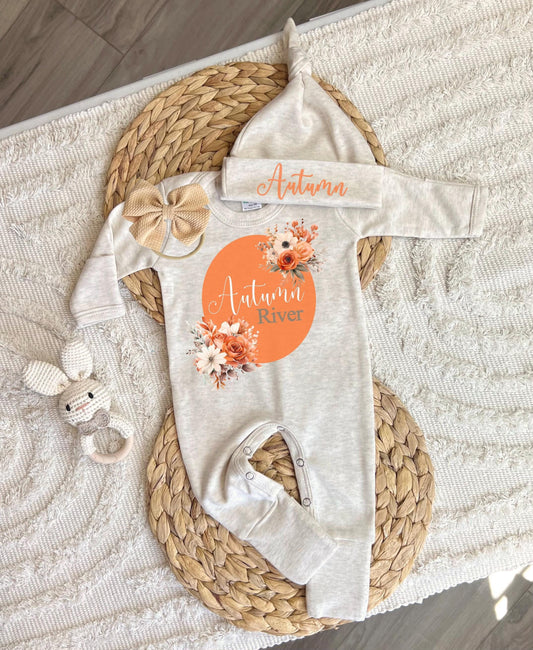 Baby Girl Personalized Romper Outfit - Autumn River