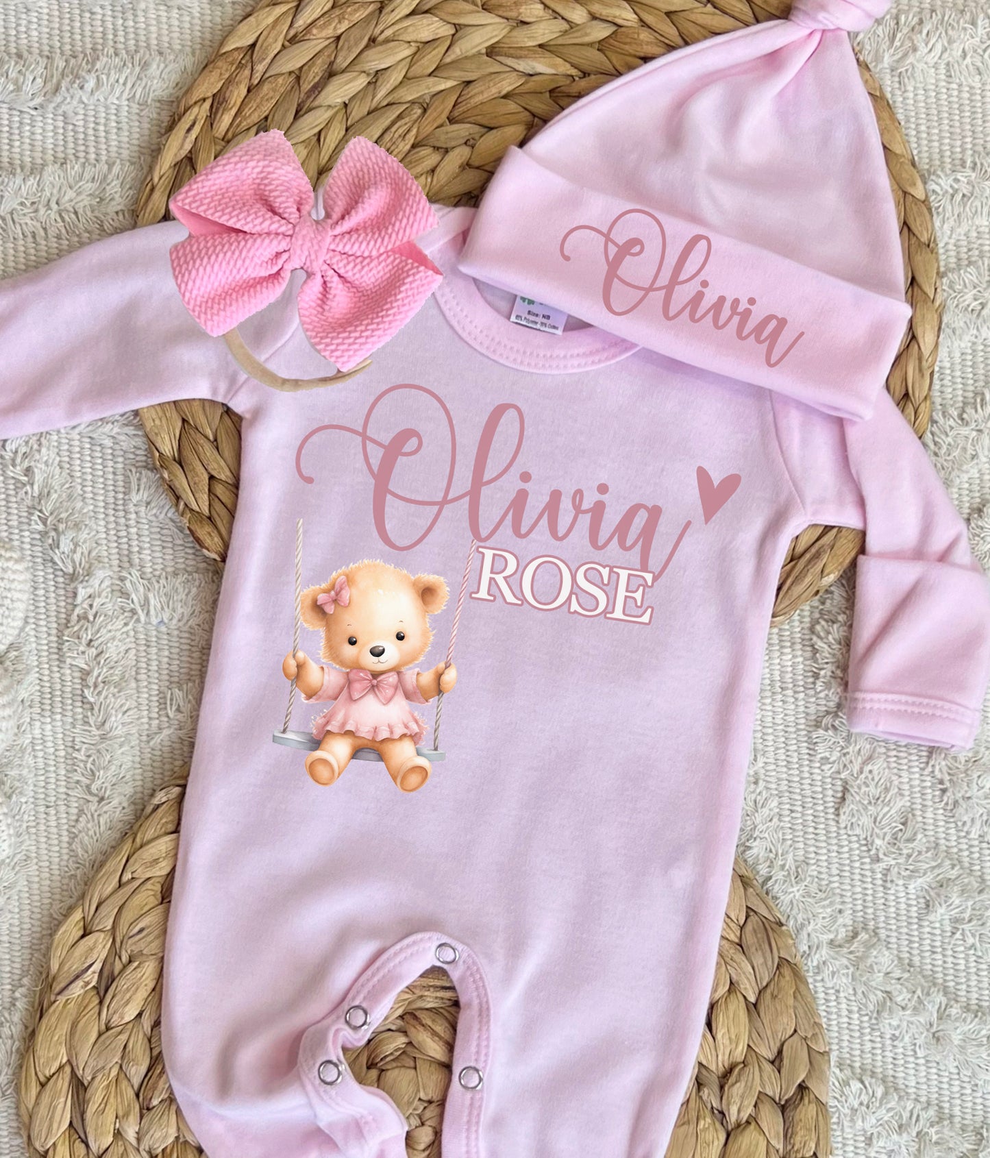 Baby Girl Personalized Romper Outfit - Olivia Rose