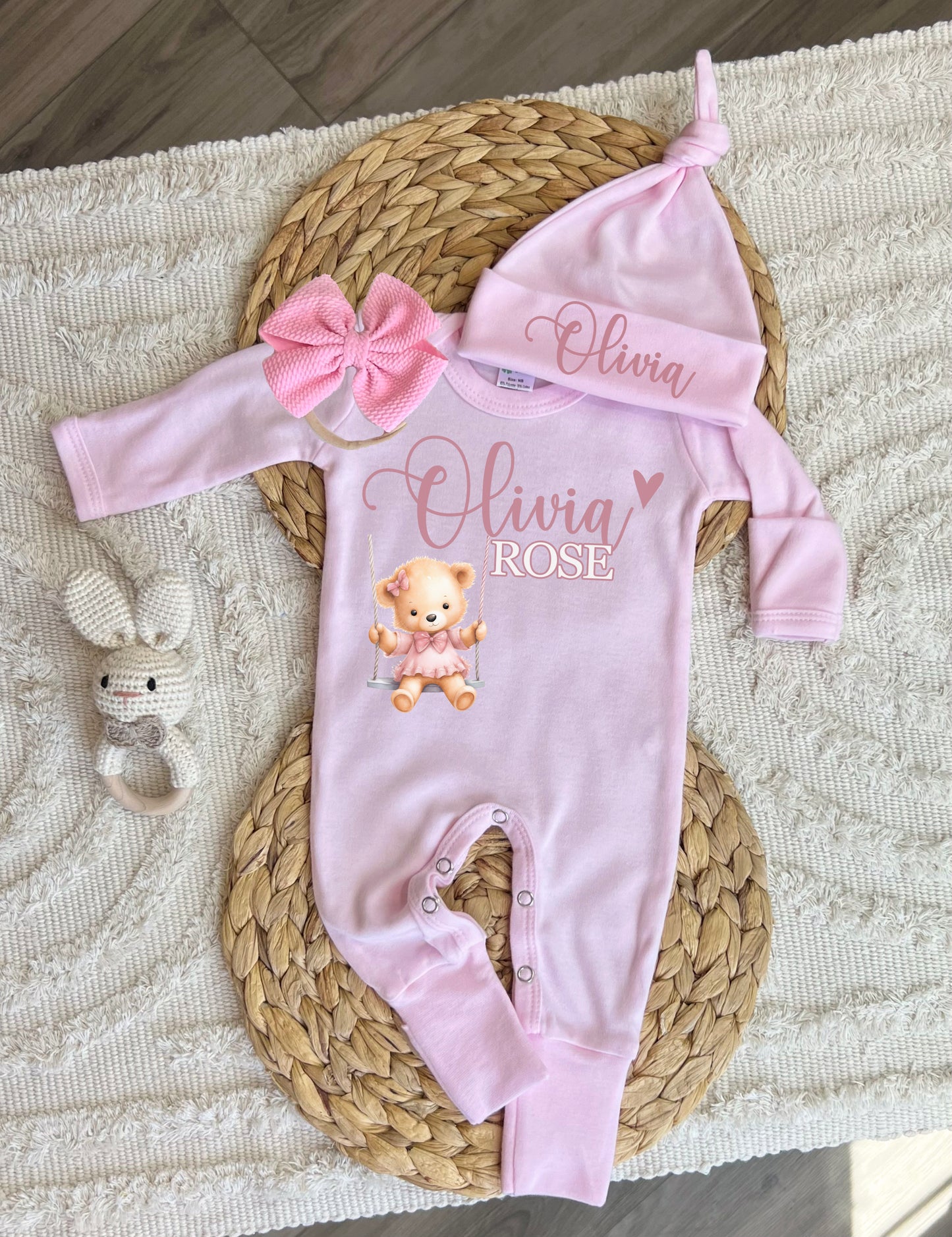 Baby Girl Personalized Romper Outfit - Olivia Rose