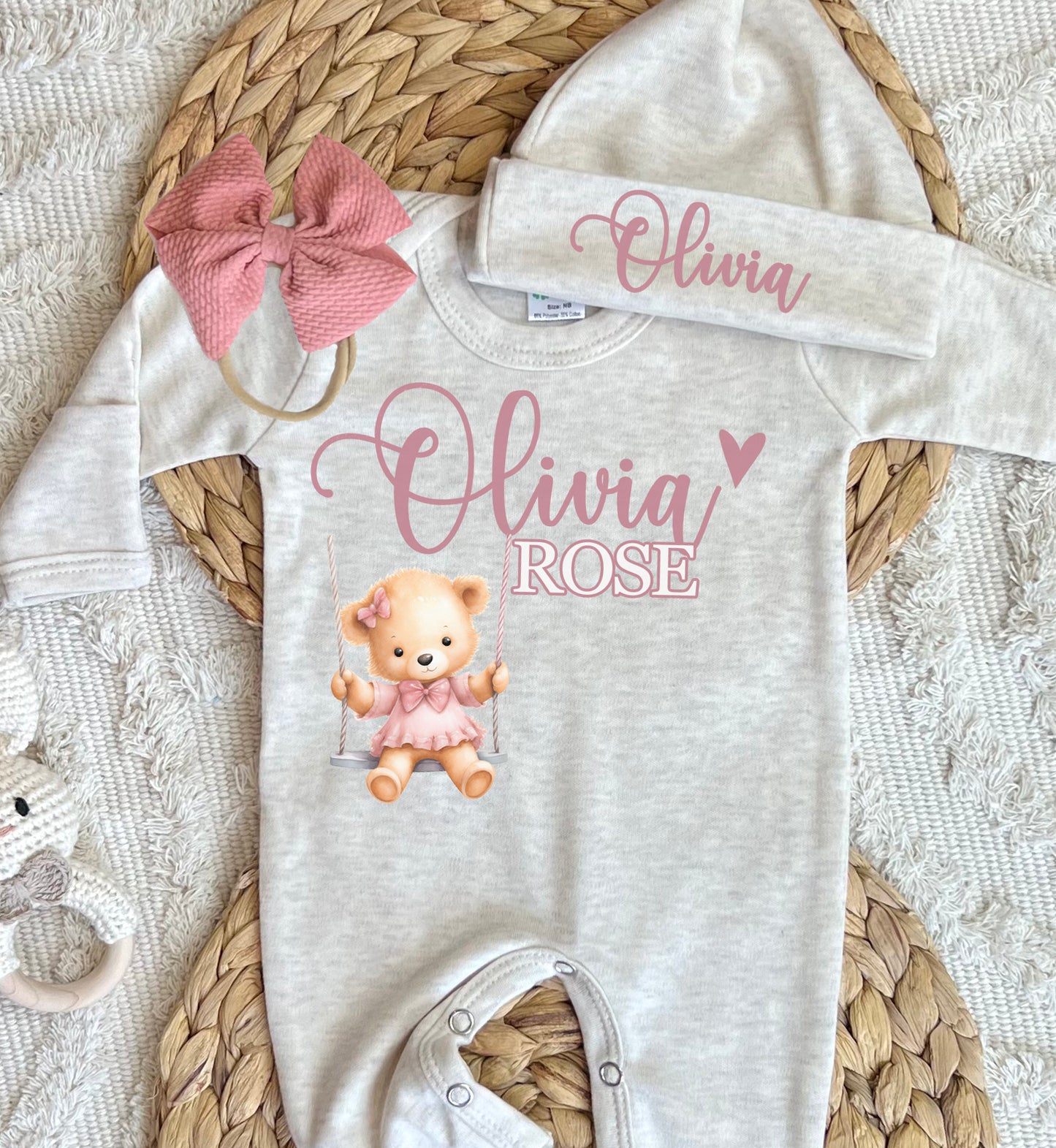 Baby Girl Personalized Romper Outfit - Olivia Rose